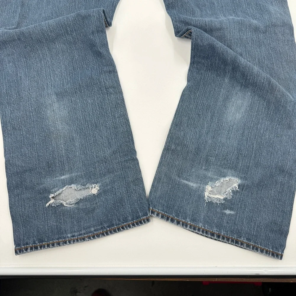 True Religion Straight Leg Jeans Mens 42 Blue Contrast Thick Stitch Made‎ in USA